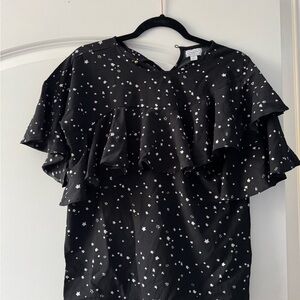 Black Star Patterned Women's Top